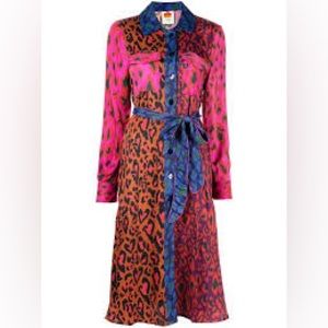 FARM RIO multi print leopard midi dress